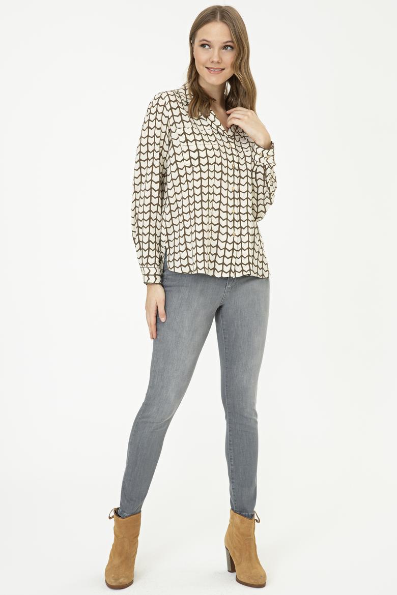 Kadın Safran Uzun Kollu Gömlek - 50236859014