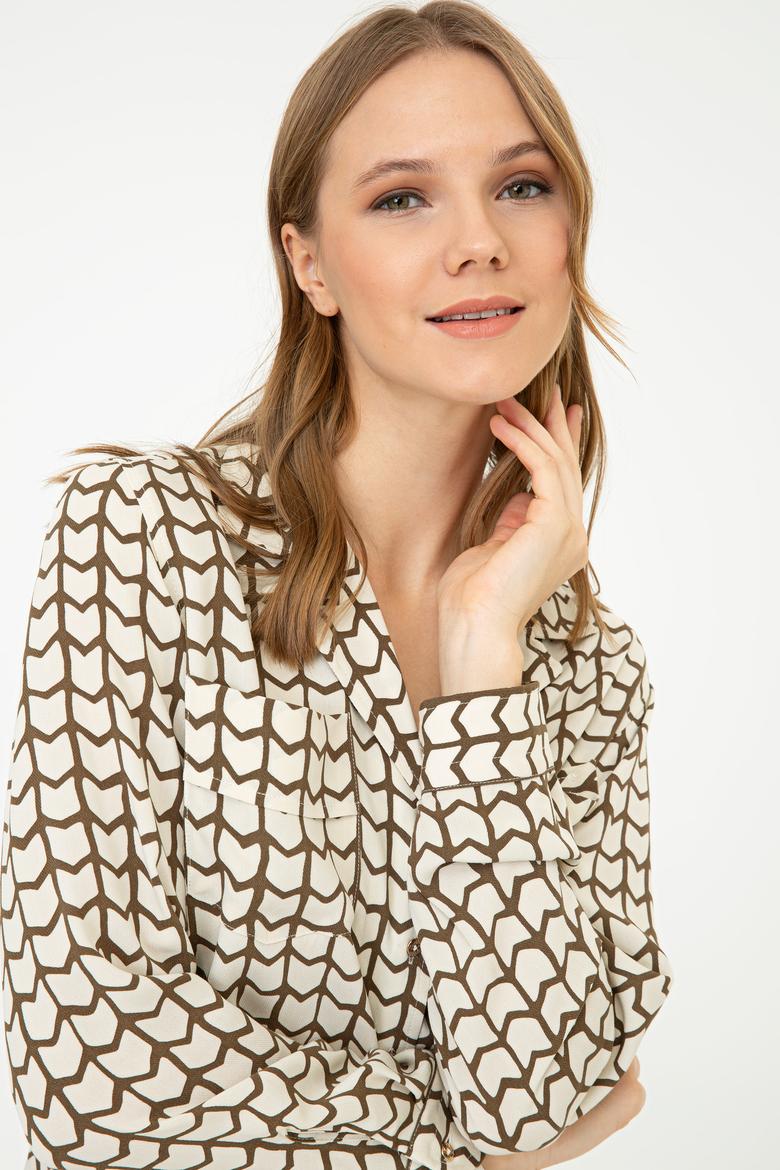 Kadın Safran Uzun Kollu Gömlek - 50236859014