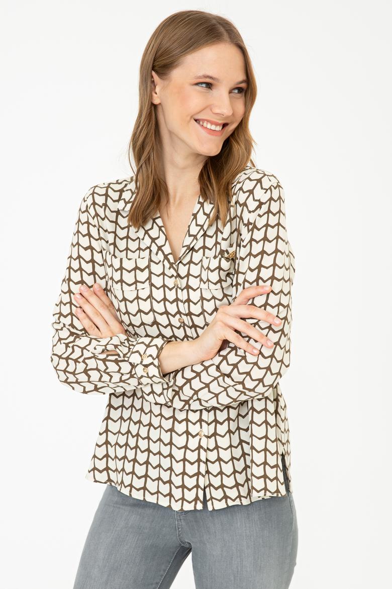 Kadın Safran Uzun Kollu Gömlek - 50236859014