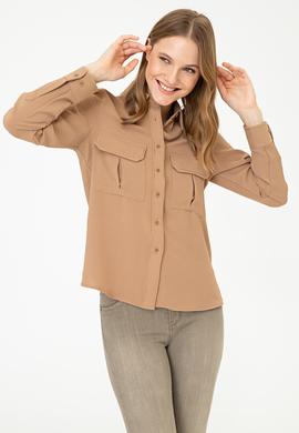 Kadın Camel Uzun Kollu Gömlek - 50237874004