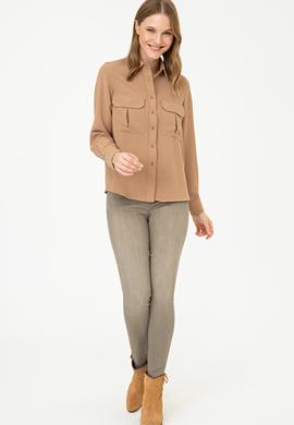 Kadın Camel Uzun Kollu Gömlek - 50237874004