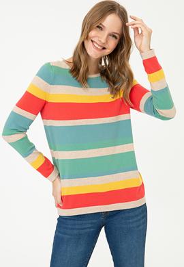 Kadın Çizgili Triko Kazak - 50244848001