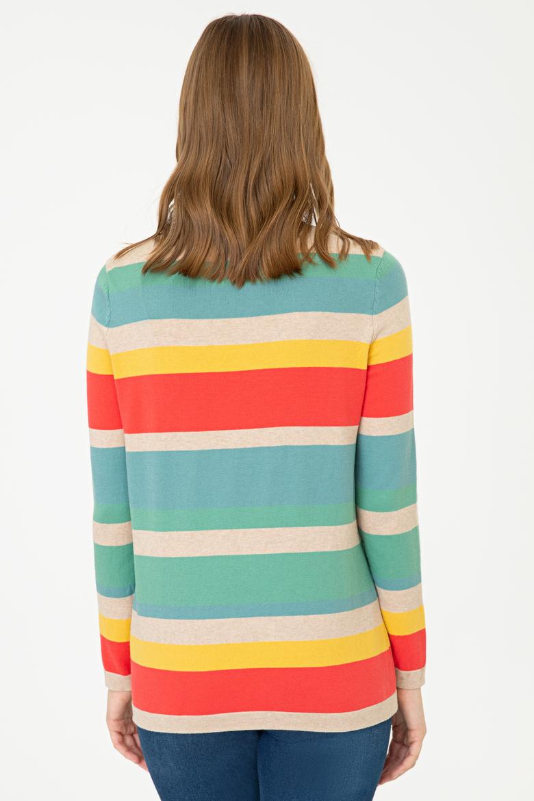 Kadın Çizgili Triko Kazak - 50244848001