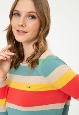 Kadın Çizgili Triko Kazak - 50244848001