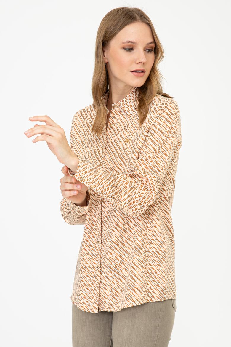 Kadın Safran Uzun Kollu Gömlek - 50236862026