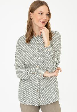 Kadın Haki Uzun Kollu Gömlek - 50236862008