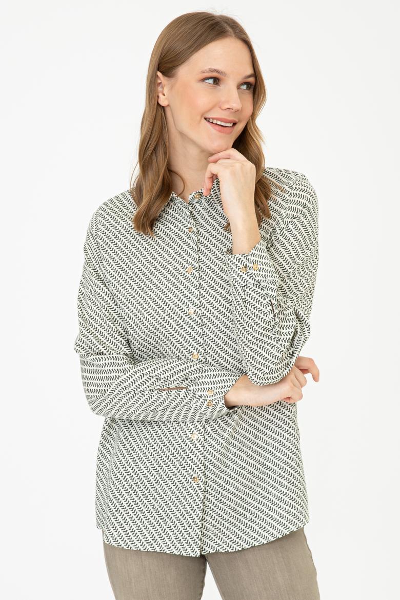 Kadın Haki Uzun Kollu Gömlek - 50236862008