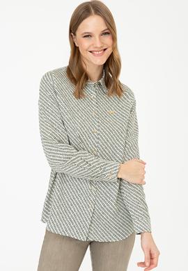 Kadın Haki Uzun Kollu Gömlek - 50236862008