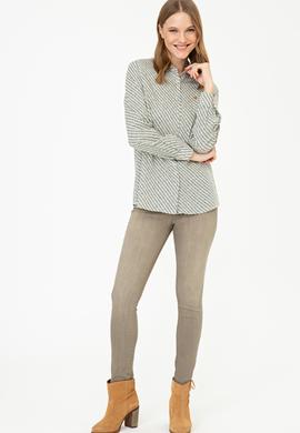 Kadın Haki Uzun Kollu Gömlek - 50236862008