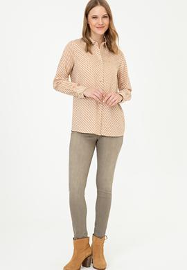 Kadın Safran Uzun Kollu Gömlek - 50236862026