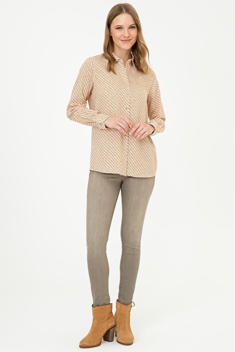 Kadın Safran Uzun Kollu Gömlek - 50236862026