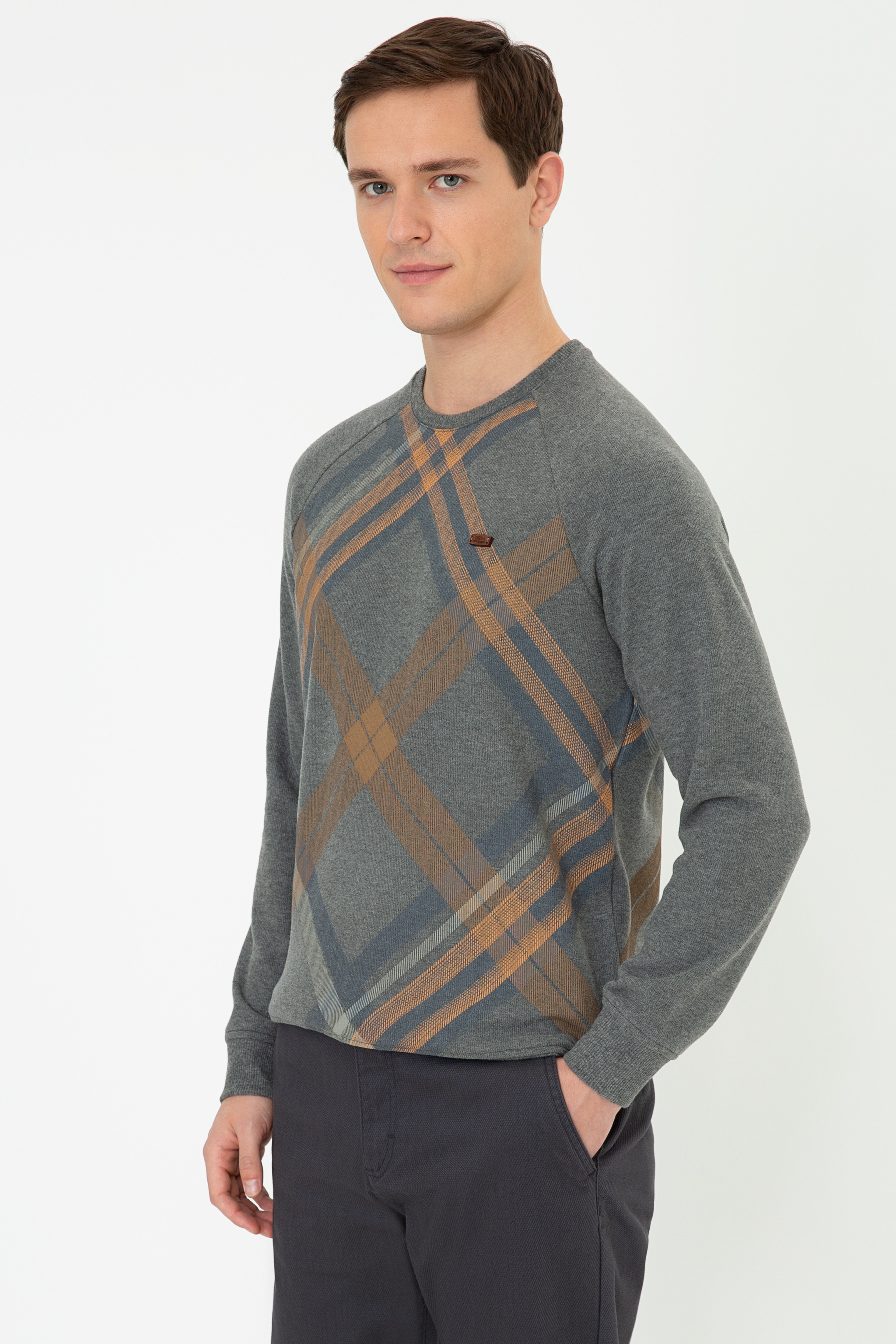 Erkek Antrasit Melanj Sweatshirt - Image 3