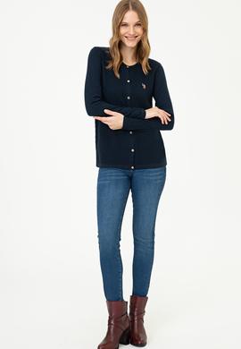 Kadın Lacivert Basic Triko Hırka - 50237069025