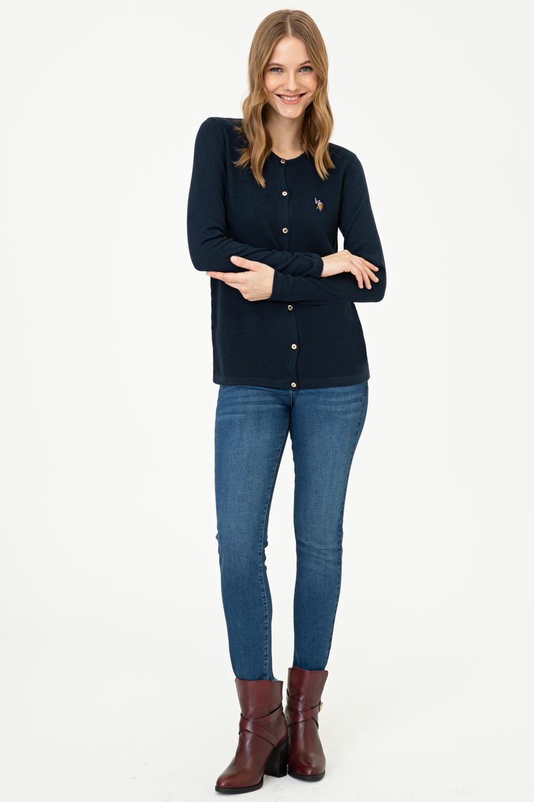 Kadın Lacivert Basic Triko Hırka - 50237069025