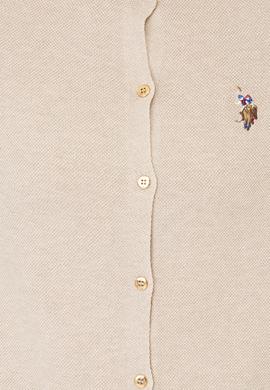 Kadın Bej Melanj Basic Triko Hırka - 50237069063