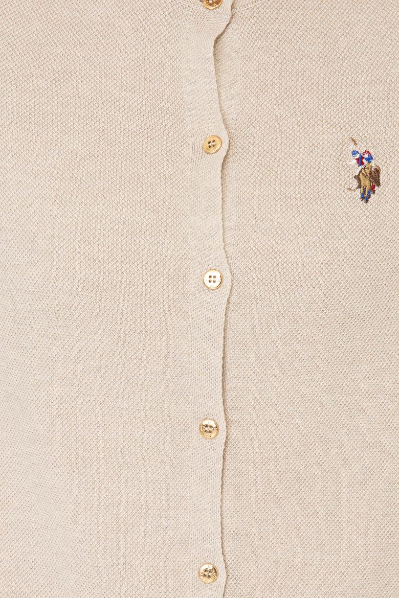 Kadın Bej Melanj Basic Triko Hırka - 50237069063