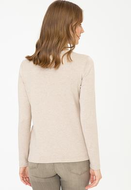 Kadın Bej Melanj Basic Triko Hırka - 50237069063