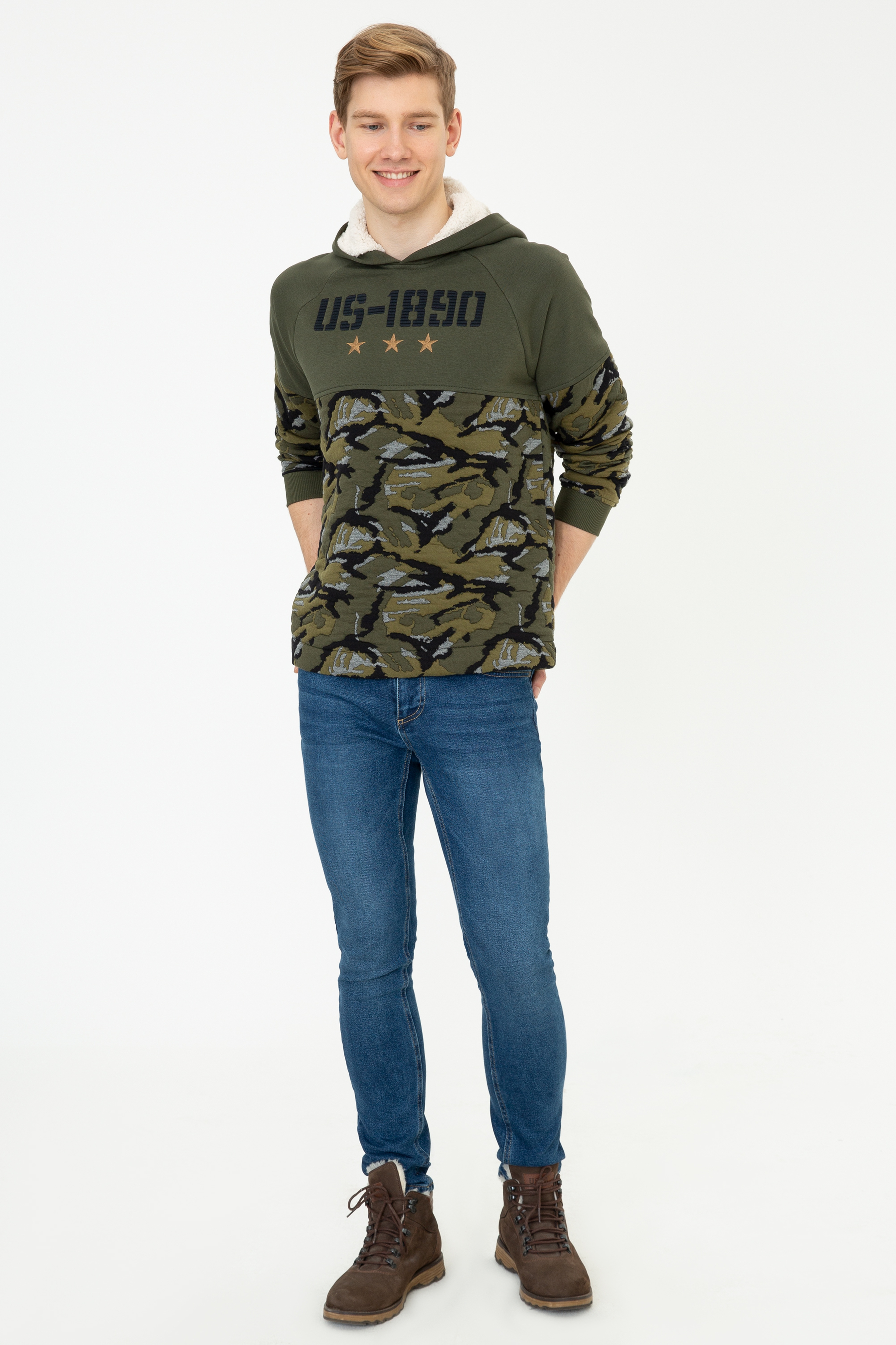 Erkek Koyu Haki Sweatshirt - Image 5
