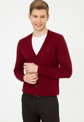 Erkek Bordo Triko Hırka - 50237062010