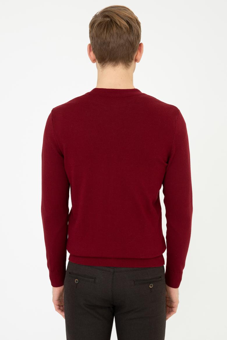Erkek Bordo Triko Hırka - 50237062010