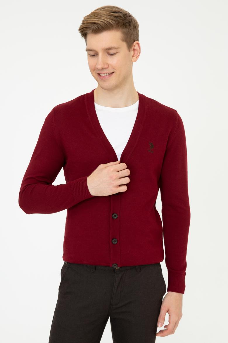 Erkek Bordo Triko Hırka