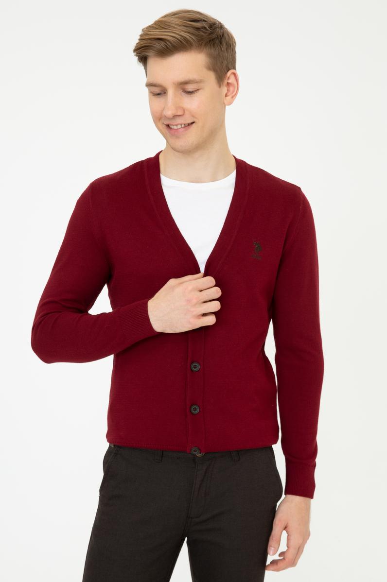 Erkek Bordo Triko Hırka