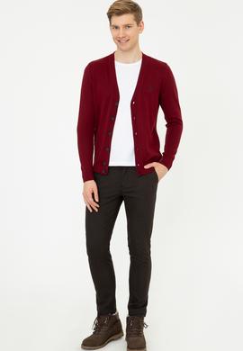 Erkek Bordo Triko Hırka - 50237062010