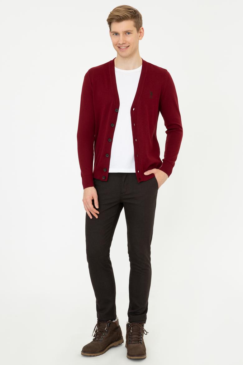 Erkek Bordo Triko Hırka - 50237062010