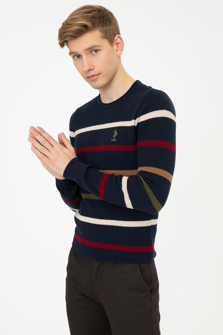 Erkek Lacivert Bisiklet Yaka Triko Kazak - 50237080007