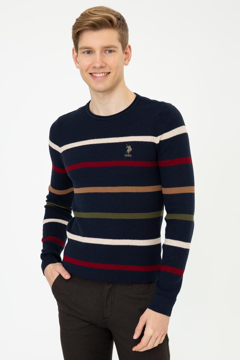 Erkek Lacivert Bisiklet Yaka Triko Kazak