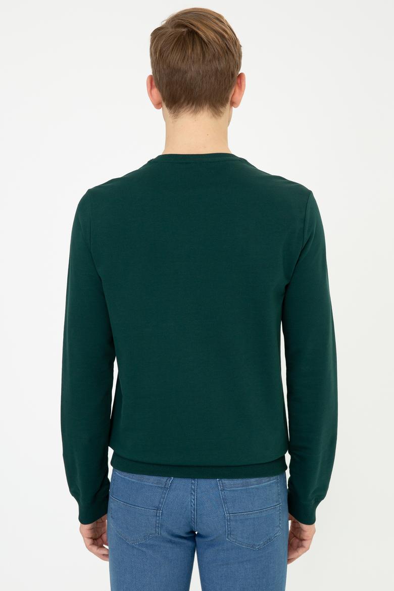 Erkek Koyu Yeşil Basic Sweatshirt - 50238100069