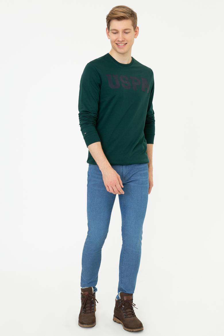 Erkek Koyu Yeşil Basic Sweatshirt - 50238100069