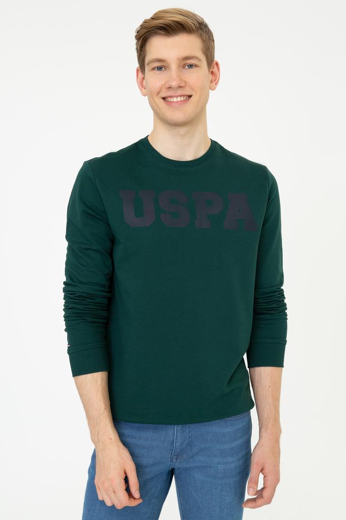Erkek Koyu Yeşil Basic Sweatshirt