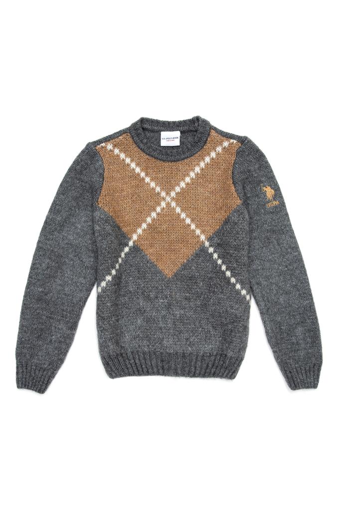 Erkek Çocuk Gri Melanj Triko Kazak