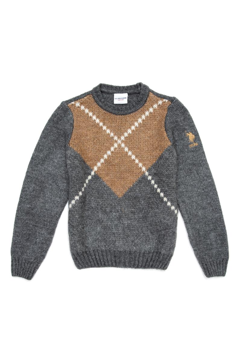 Erkek Çocuk Gri Melanj Triko Kazak