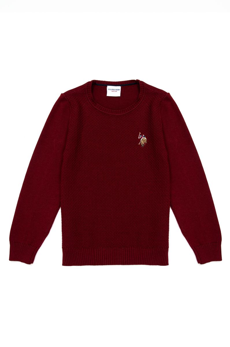 Erkek Çocuk Bordo Bisiklet Yaka Triko Kazak