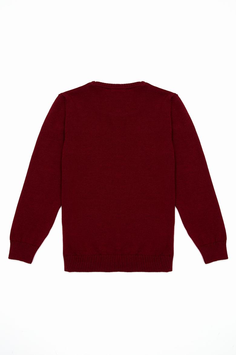 Erkek Çocuk Bordo Bisiklet Yaka Triko Kazak - 50237149016