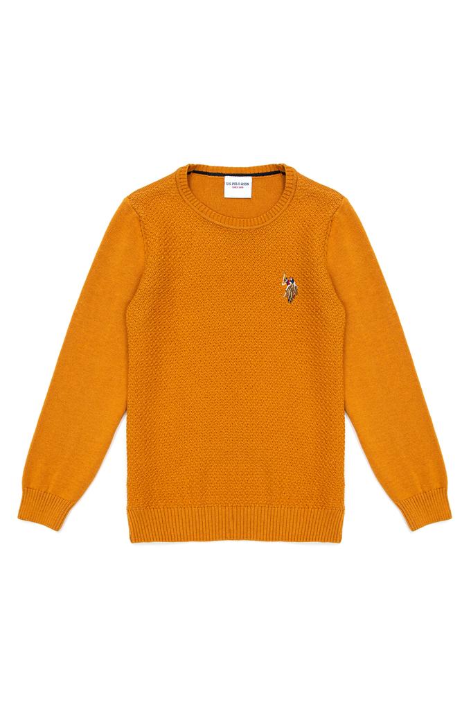 Erkek Çocuk Safran Bisiklet Yaka Triko Kazak