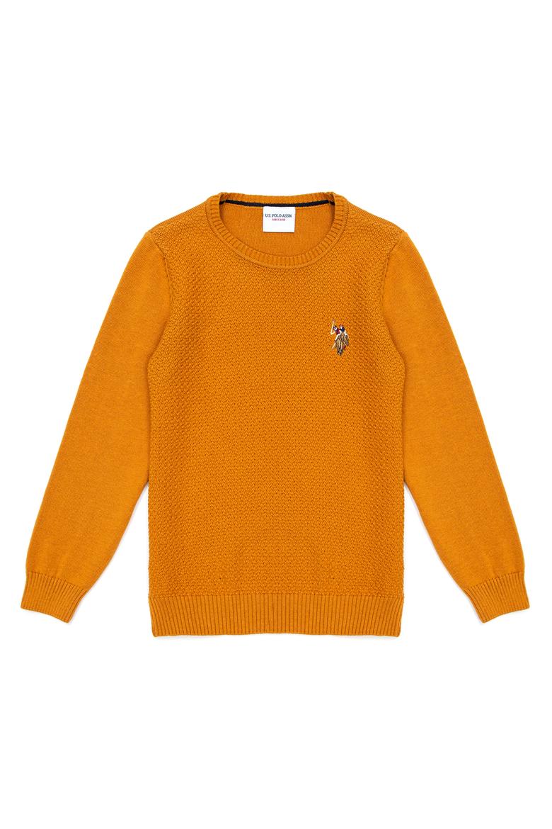 Erkek Çocuk Safran Bisiklet Yaka Triko Kazak