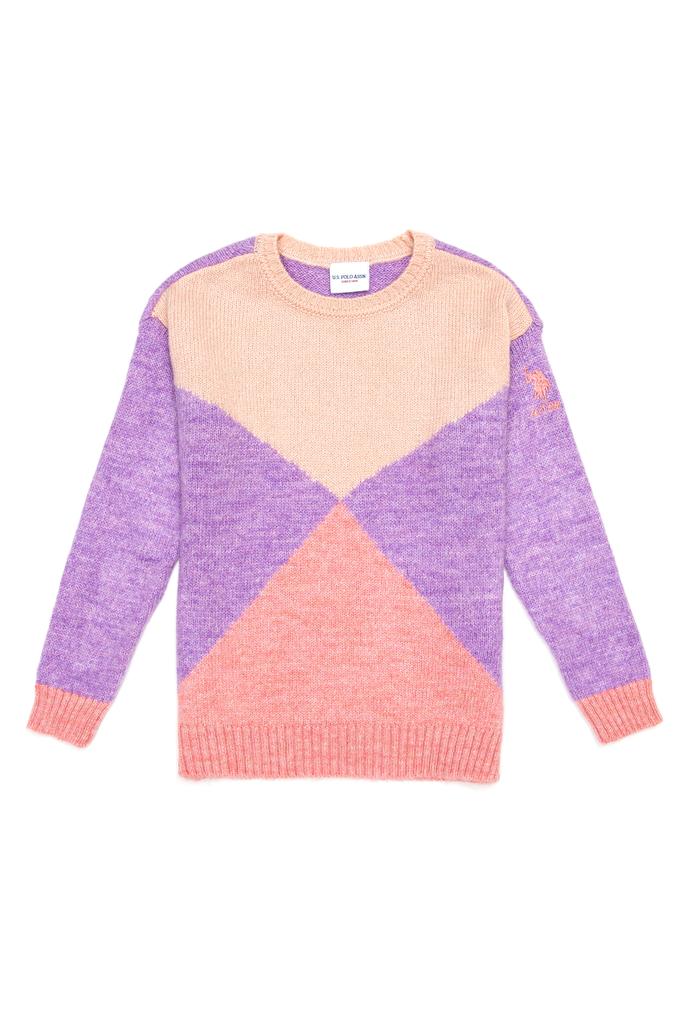 Kız Çocuk Somon Bisiklet Yaka Kazak