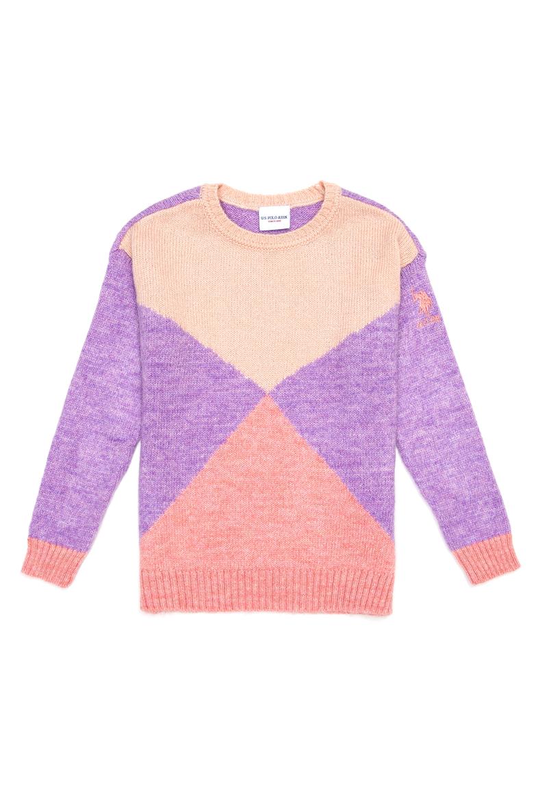 Kız Çocuk Somon Bisiklet Yaka Kazak