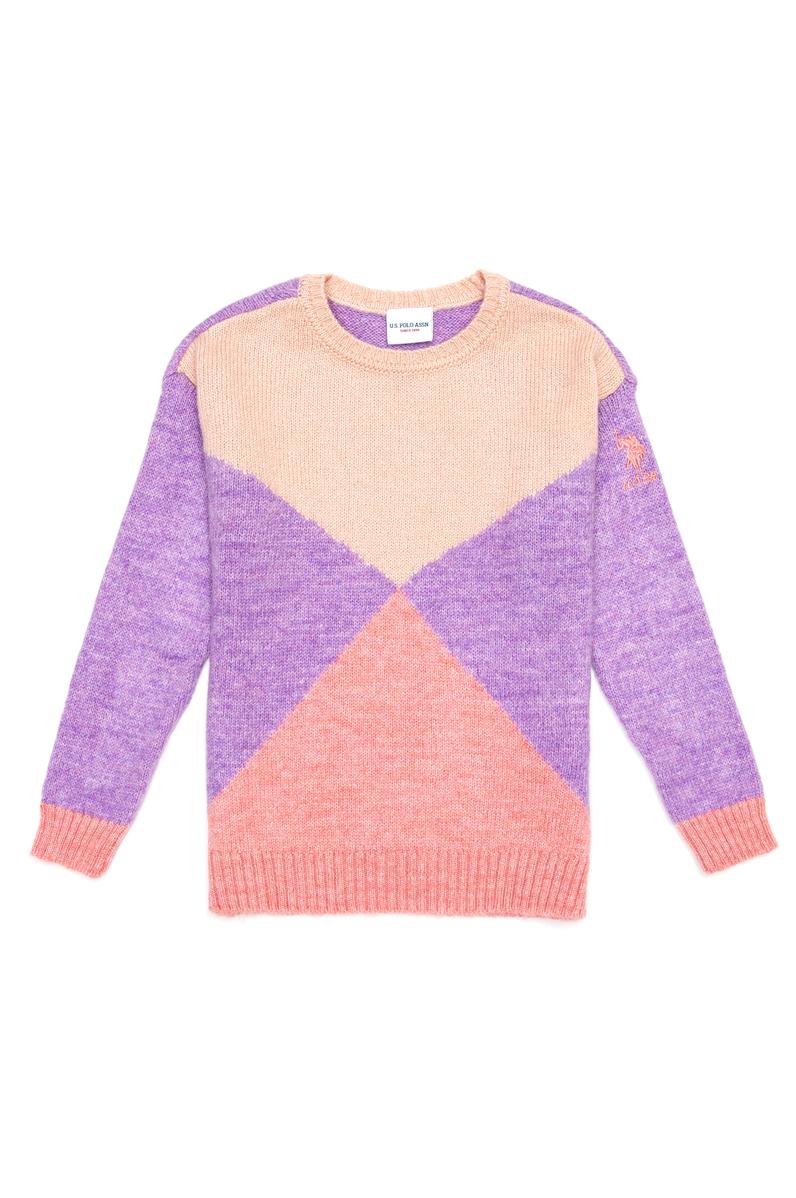 Kız Çocuk Somon Bisiklet Yaka Kazak