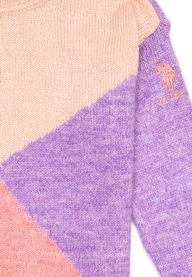 Kız Çocuk Somon Bisiklet Yaka Kazak - 50237347033