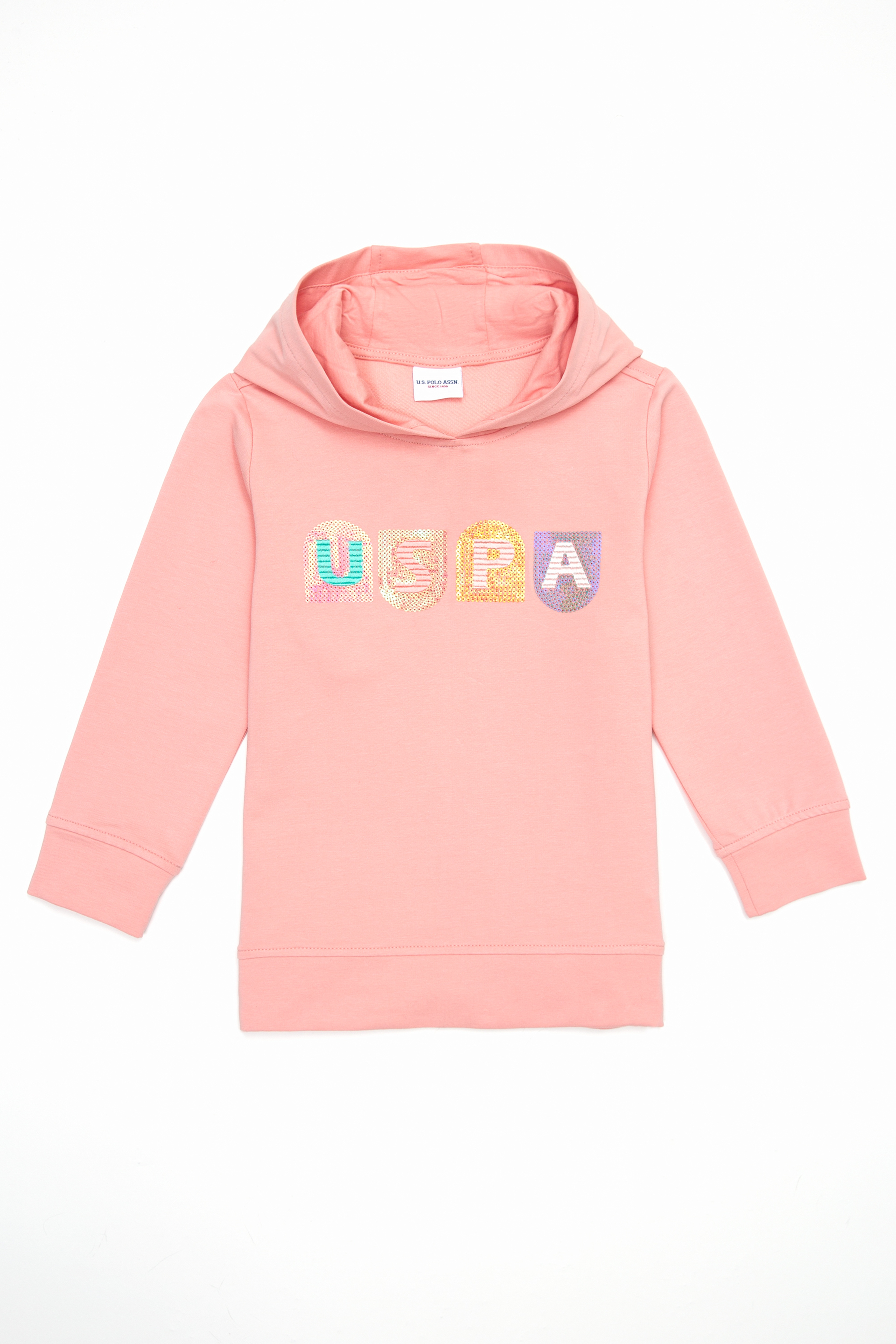 Kız Çocuk Pembe Kapüşonlu Sweatshirt - Image 1
