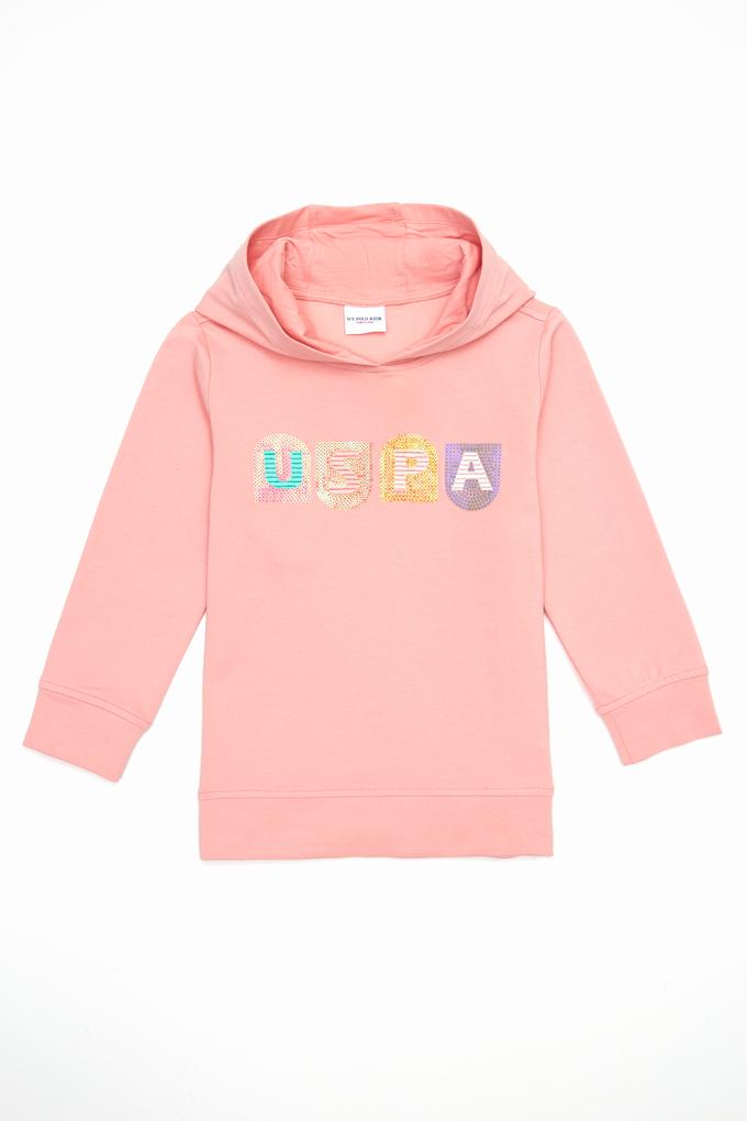 Kız Çocuk Pembe Kapüşonlu Sweatshirt