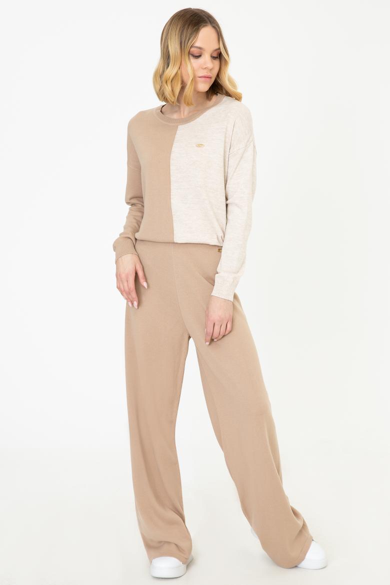 Kadın Kahverengi Triko Pantolon