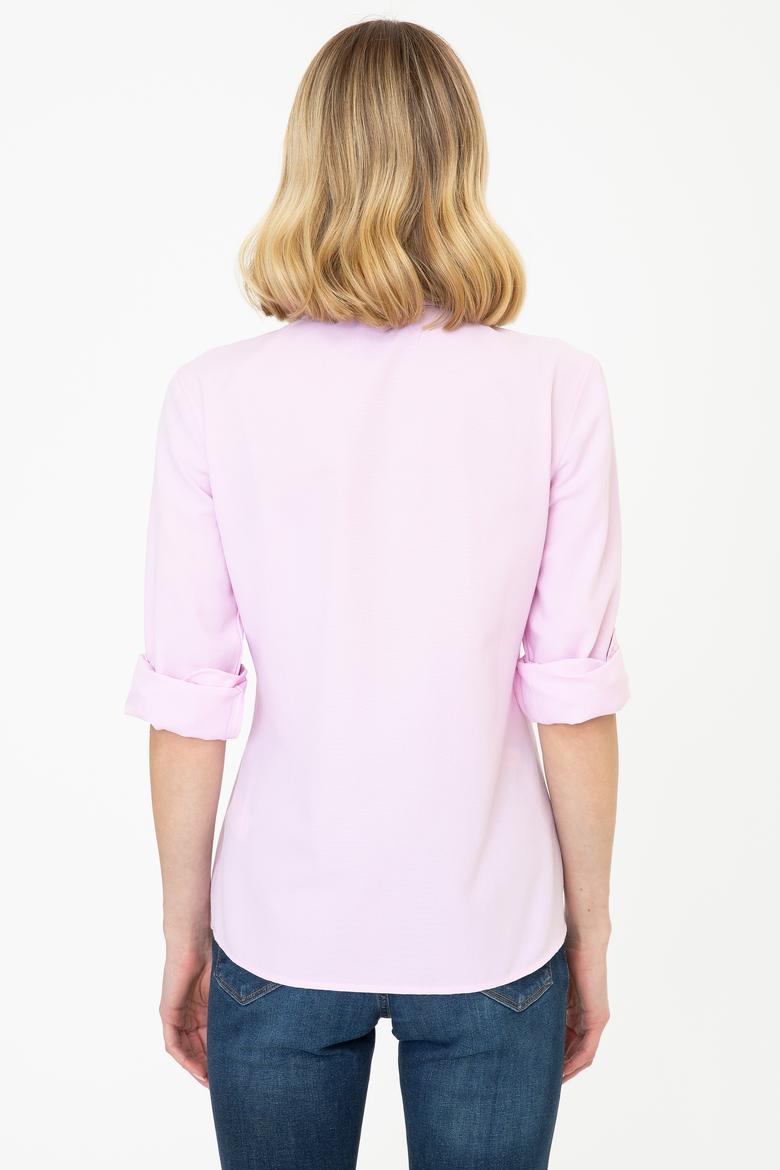 Kadın Pembe Uzun Kollu Basic Gömlek - 50253658103