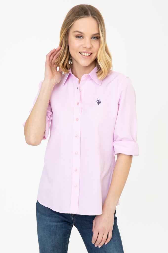 Kadın Pembe Uzun Kollu Basic Gömlek