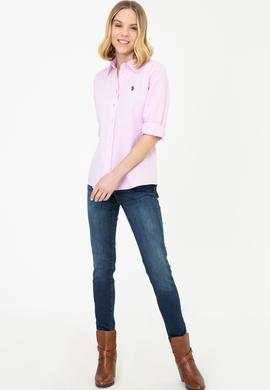 Kadın Pembe Uzun Kollu Basic Gömlek - 50253658103