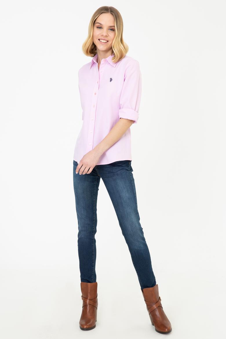 Kadın Pembe Uzun Kollu Basic Gömlek - 50253658103